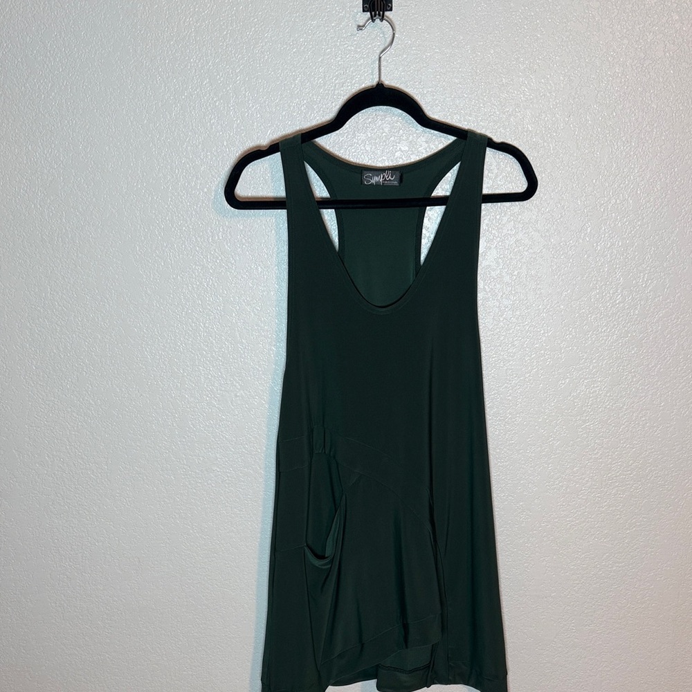 Simpli Green Racerback Asymmetrical Lagenlook Tunic Tank Size 12